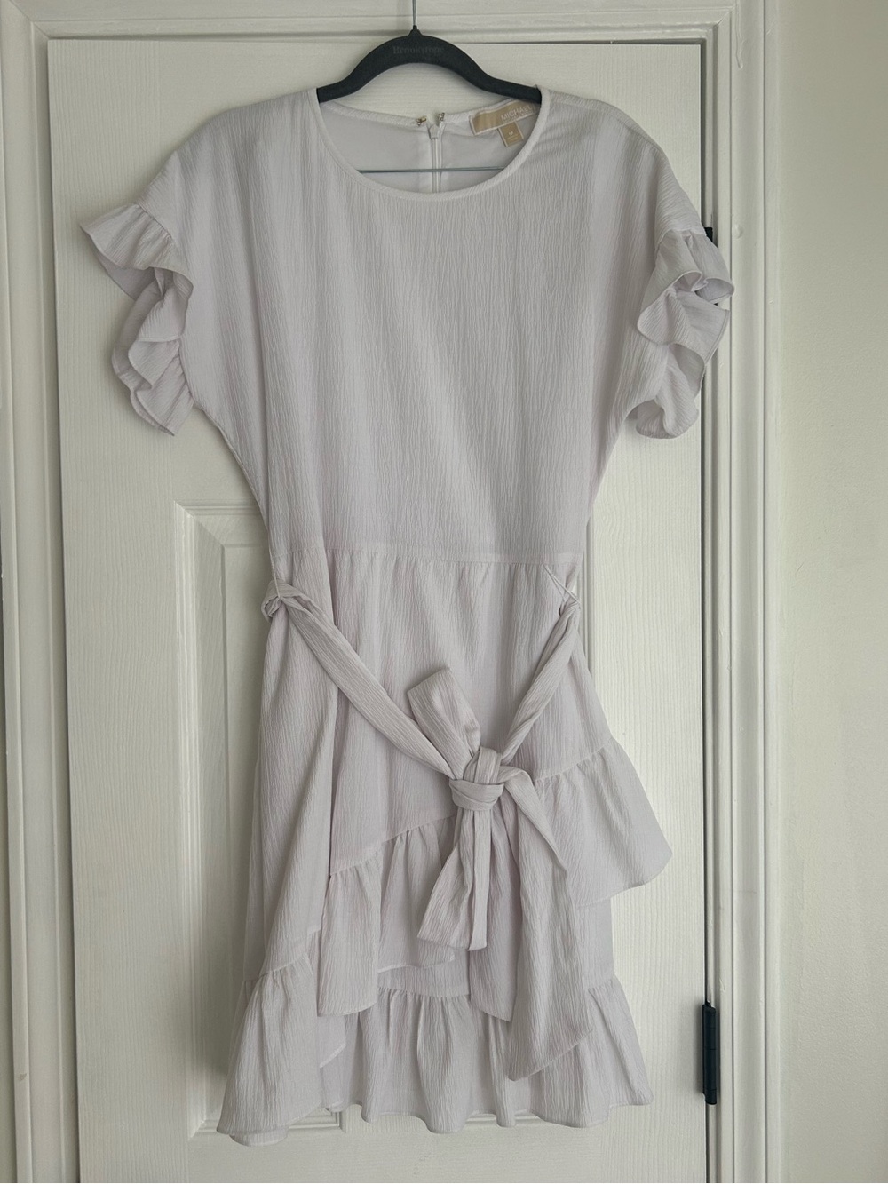 White ruffle mini dress